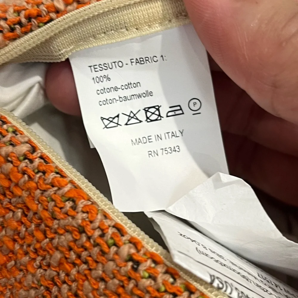 Missoni Home Orange Woven Cotton Throw Pillow‎ with Feather Insert Sz. 22x22